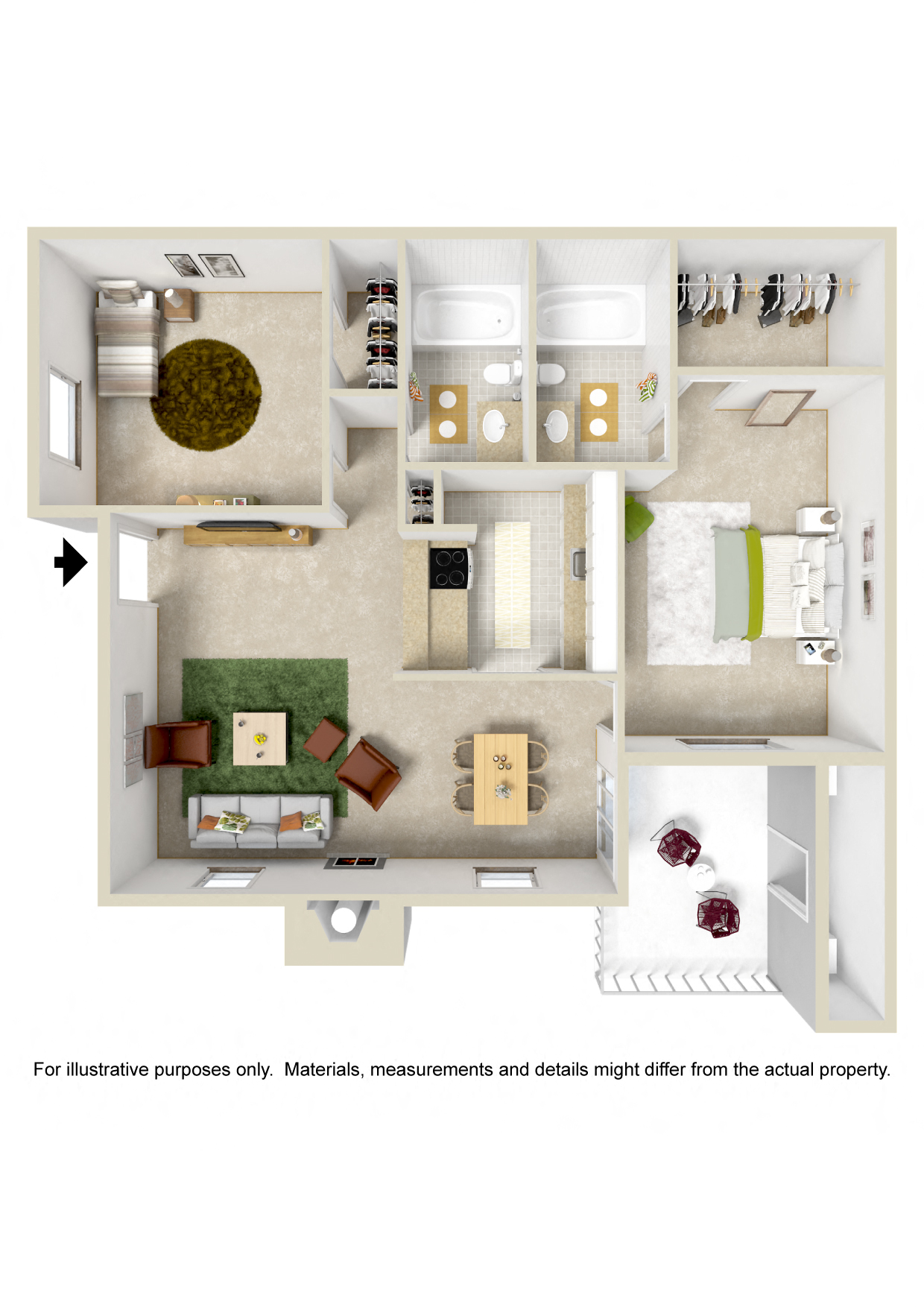 2 Bed  (W/D Conn. / Fireplace Optional)